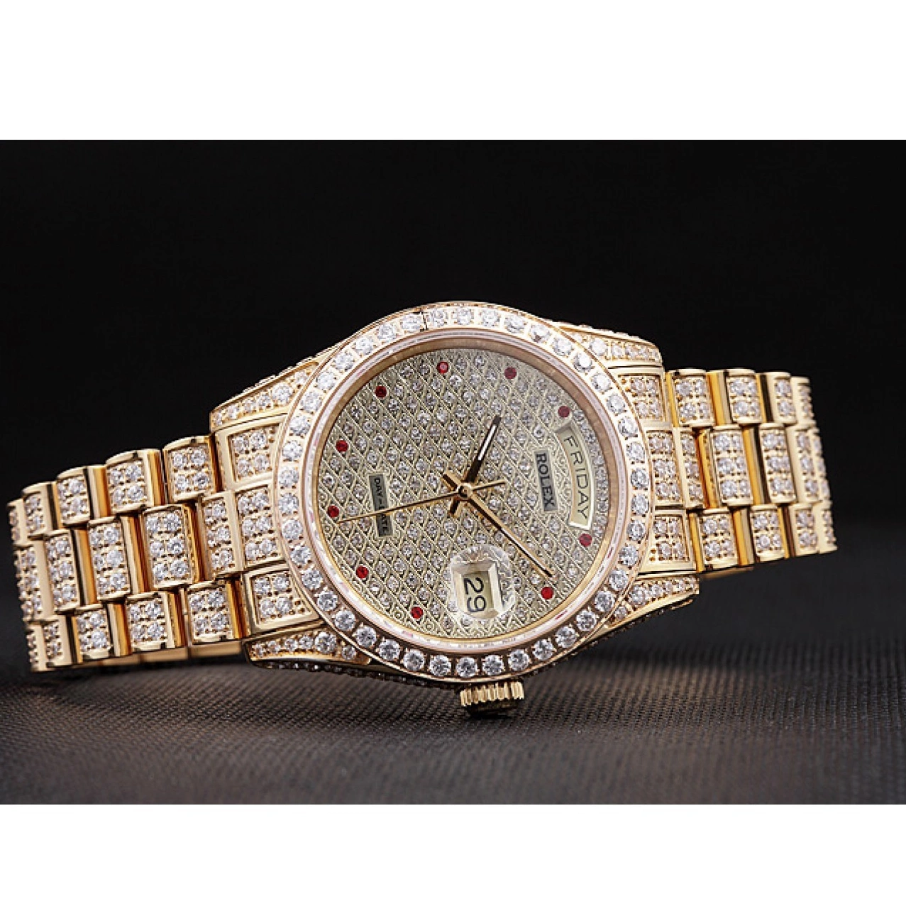 AAA Replica Watches Diamonds Gold-srl185 Yellow Day-Date Swiss 621615 Rolex 0824